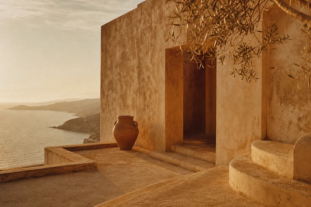 Villa terrace in warm afternoon light