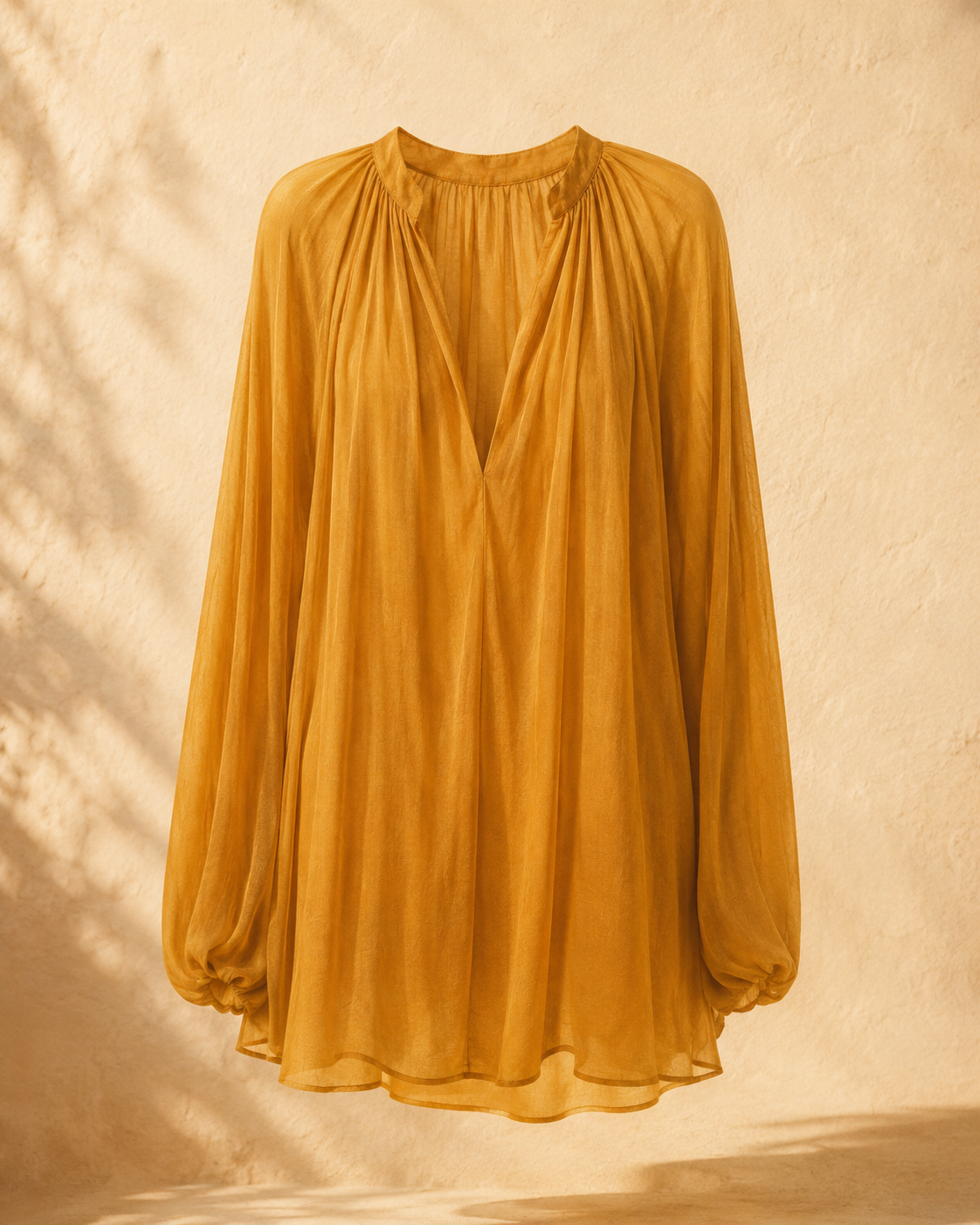 Ochre Silk Blouse front view