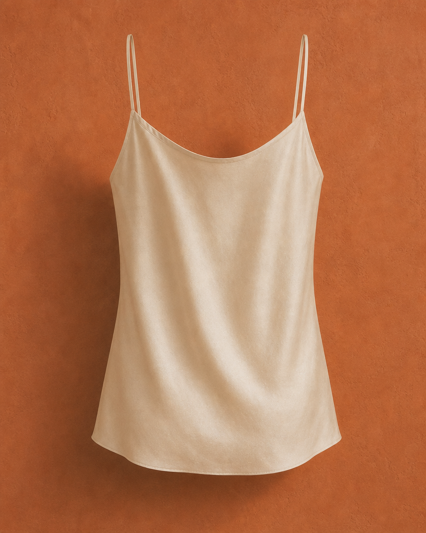 Warm Cream Silk Wrap Camisole back view